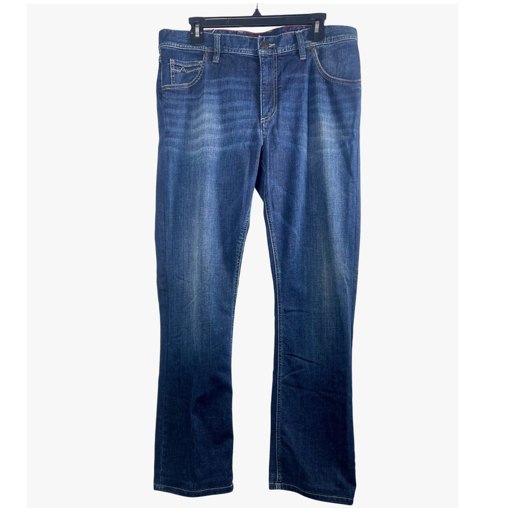 ALBERTO Men's Stone Modern Fit Dual FX Jeans Blue W34 L34 Cotton Blend